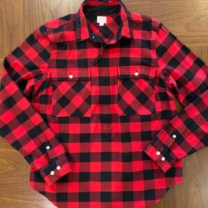 JCrew Factory Women’s Size Small Red And Black Buffalo Check Flannel With Zipper